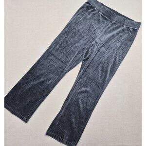 Croft & Barrow Women's Relaxed Wide Leg Gray Lush Velour Pants Sz L EXCELLENT!!!